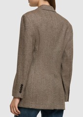 Brunello Cucinelli Brushed Wool Blend Herringbone Blazer