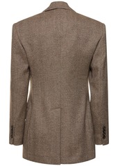 Brunello Cucinelli Brushed Wool Blend Herringbone Blazer