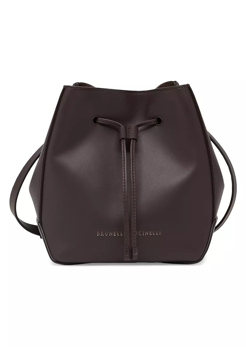 Brunello Cucinelli Calfkskin Bucket Bag with Monili