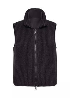 Brunello Cucinelli Cashmere Feather Yarn Reversible Knit Down Vest