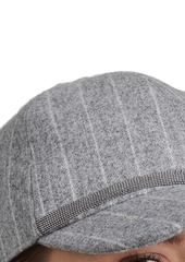 Brunello Cucinelli Chalk Stripe Baseball Cap with Shiny Band