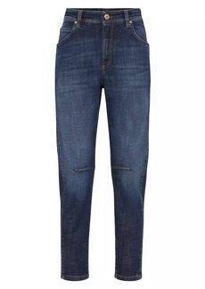Brunello Cucinelli Comfort Denim Slim Tapered Jeans With Shiny Bartack