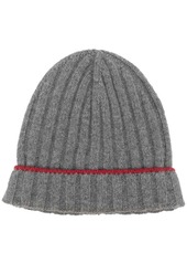 Brunello Cucinelli contrasting-trim detail knit beanie