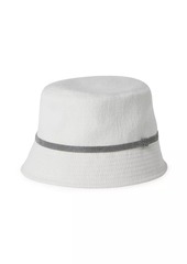 Brunello Cucinelli Cotton And Linen Chevron Bucket Hat With Shiny Band
