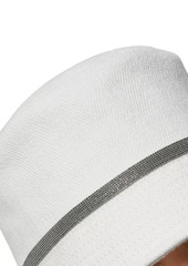 Brunello Cucinelli Cotton And Linen Chevron Bucket Hat With Shiny Band