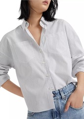 Brunello Cucinelli Cotton and Silk Chalk Stripe Poplin Shirt