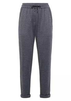 Brunello Cucinelli Cotton And Silk Interlock Trousers With Shiny Pocket Detail