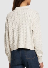 Brunello Cucinelli Cotton Blend Cable Knit Polo Sweater