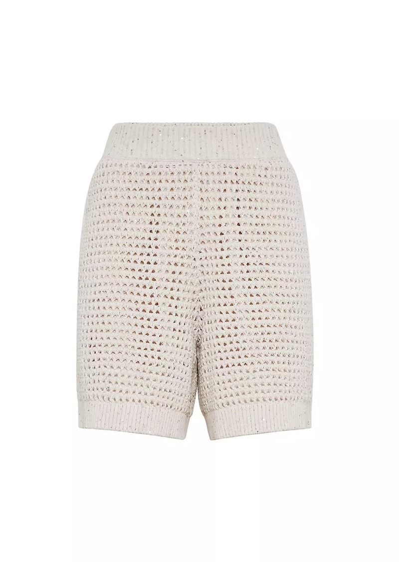 Brunello Cucinelli Cotton Dazzling Net Knit Shorts