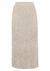 Brunello Cucinelli Cotton Dazzling Rib Knit Midi Skirt