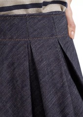 Brunello Cucinelli Cotton Denim Effect Twill Pleated Circle Skirt