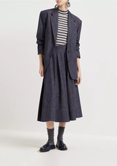 Brunello Cucinelli Cotton Denim Effect Twill Pleated Circle Skirt