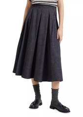 Brunello Cucinelli Cotton Denim Effect Twill Pleated Circle Skirt