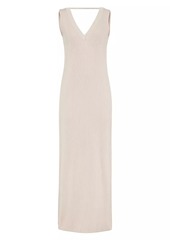Brunello Cucinelli Cotton English Rib Knit Dress With Shiny Back Strap