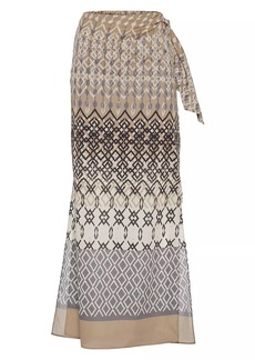 Brunello Cucinelli Cotton Ethnic Print Gauze Sarong Skirt