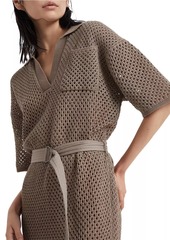 Brunello Cucinelli Cotton Net Knit Dress with Belt