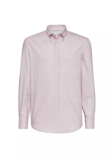 Brunello Cucinelli Cotton Slim Fit Shirt With Button Down Collar