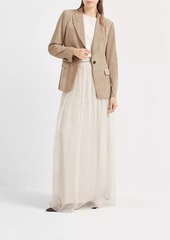 Brunello Cucinelli Crispy Silk Pleated Maxi Skirt with Monili