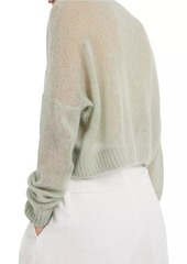 Brunello Cucinelli Cropped Mohair And Wool Sweater With Monili