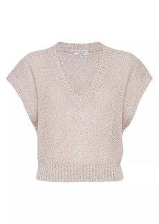 Brunello Cucinelli Dazzling Linen, Cashmere And Silk Sweater Vest