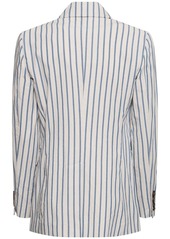 Brunello Cucinelli Double Breast Striped Cotton Jacket