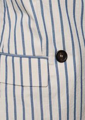 Brunello Cucinelli Double Breast Striped Cotton Jacket