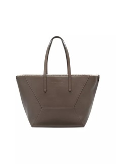 Brunello Cucinelli Duo Bag in Classic Leather with Shearling Lining and Monili