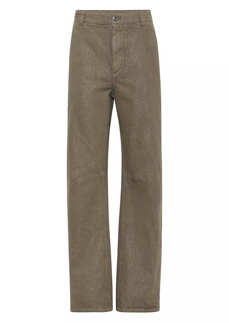 Brunello Cucinelli Dyed Sparkling Denim Soft Curved Trousers