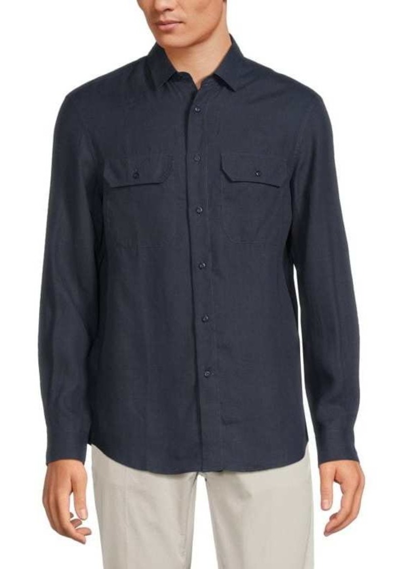 Brunello Cucinelli Easy Fit Hemp Blend Button Down Shirt