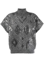 Brunello Cucinelli embellished short-sleeve jumper