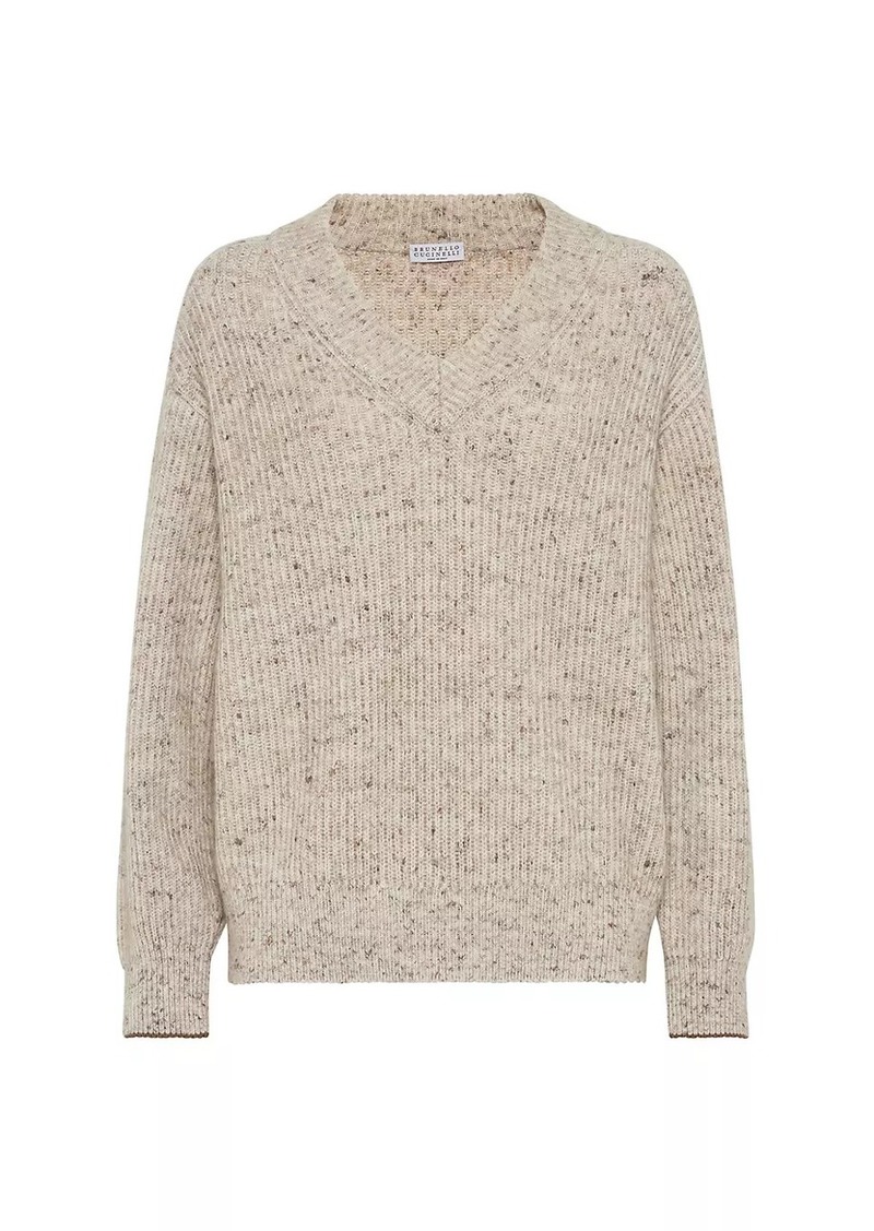 Brunello Cucinelli Flecked Wool, Mohair and Linen Sweater