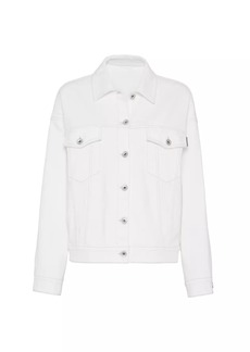 Brunello Cucinelli Garment Dyed Comfort Denim Four Pocket Jacket With Shiny Tab