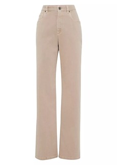 Brunello Cucinelli Garment Dyed Comfort Denim Loose Jeans with Shiny Tab