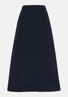 Brunello Cucinelli High-rise cotton-blend midi skirt