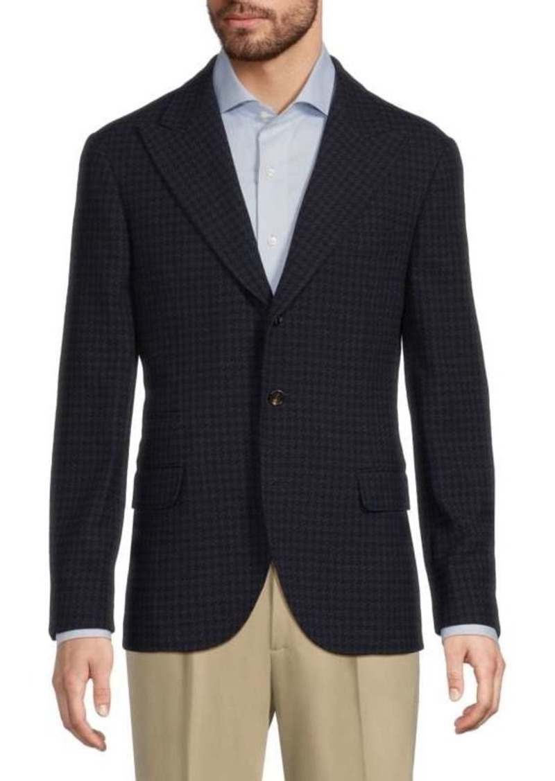 Brunello Cucinelli Houndstooth Wool & Silk Blazer