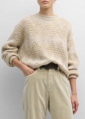 Brunello Cucinelli Lace Effect Winter Jacquard Wool Cashmere Sweater