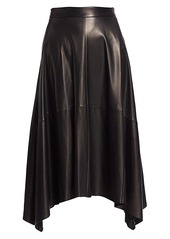 Brunello Cucinelli Leather Asymmetric-Hem Skirt