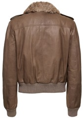 Brunello Cucinelli Leather Jacket W/ Furry Collar