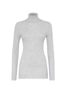 Brunello Cucinelli Lightweight Turtleneck Sweater In Sparkling Cashmere And Silk Rib Knit