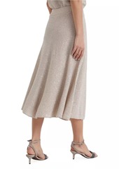 Brunello Cucinelli Linen, Cashmere And Silk Dazzling Texture Knit Skirt