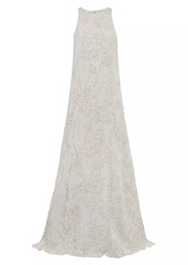 Brunello Cucinelli Linen Gauze Dress With Dazzling Flower Embroidery