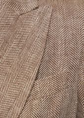 Brunello Cucinelli Linen Herringbone Double Breasted Jacket