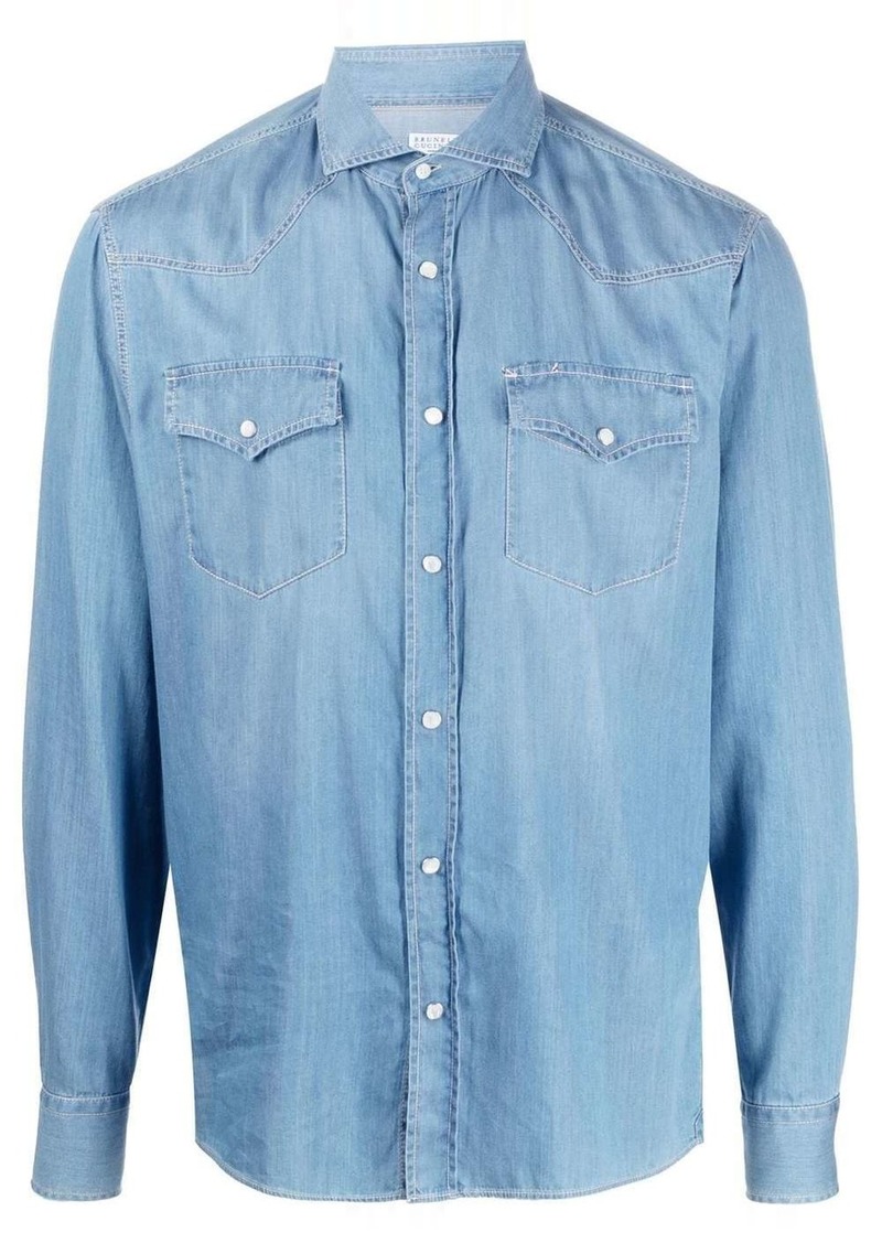 Brunello Cucinelli long-sleeved denim shirt