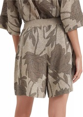 Brunello Cucinelli Magnolia Print Linen and Silk Knit Bermuda Shorts