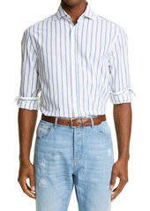 Men's Brunello Cucinelli Stripe Classic Fit Button-Up Cotton Shirt