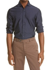 Men's Brunello Cucinelli Stripe Cotton Button-Up Shirt