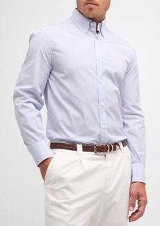 Brunello Cucinelli Men's Cotton Micro-Stripe Sport Shirt