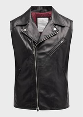 Brunello Cucinelli Men's Hollywood Glamour Leather Moto Vest