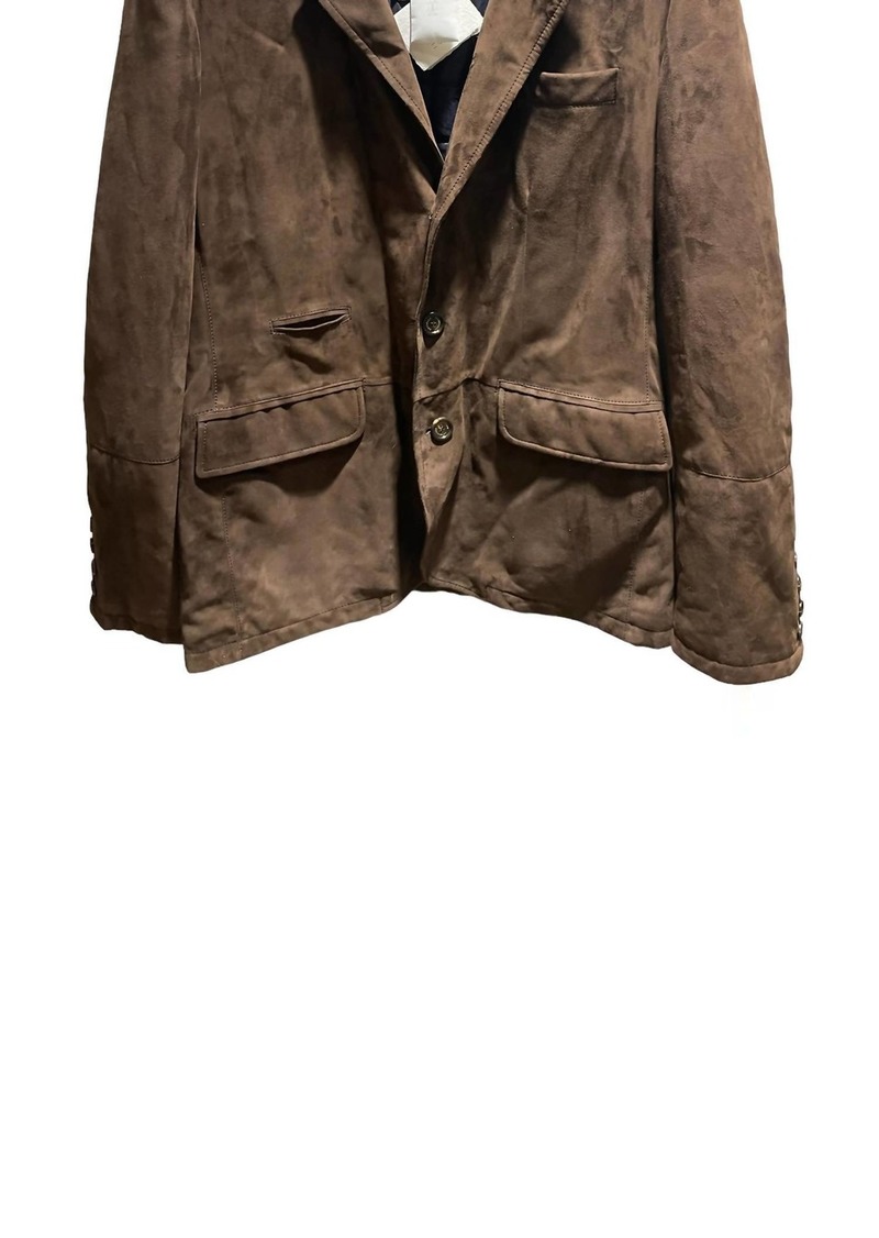 Brunello Cucinelli Men's Suede Leather Jacket In Chocolate Brown