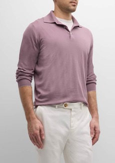 Brunello Cucinelli Men's Wool-Cashmere Dress Polo Shirt